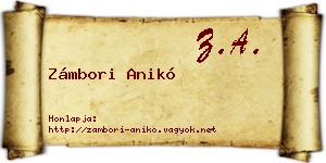 Zámbori Anikó névjegykártya